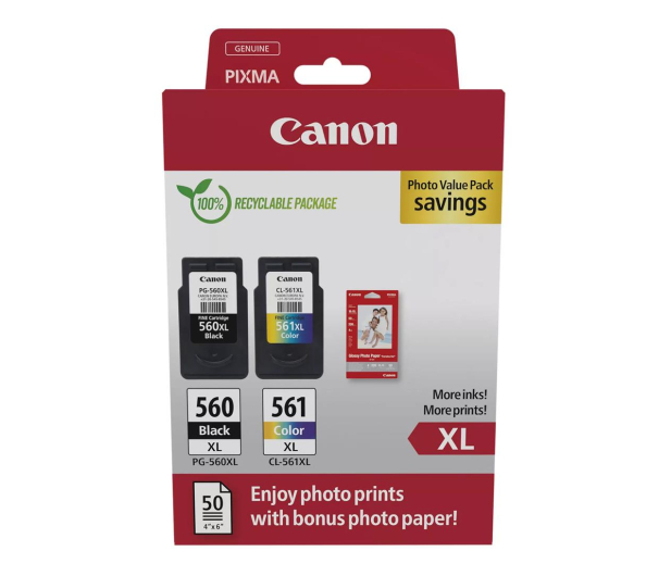 CANON Zestaw 2 tuszów PG-560XL + CL-561XL + papier foto 50 szt 3712C008 - 1227030 - zdjęcie
